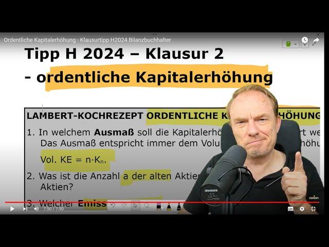 Ordentliche Kapitalerhöhung - Prüfungstipps H2024 Klausur 2 - Bilanzbuchhalter