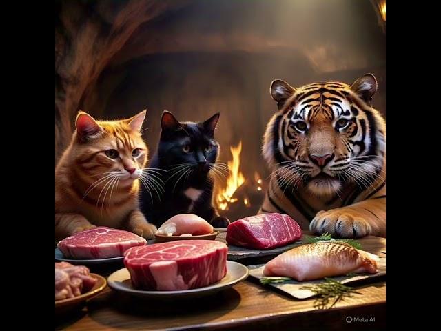 cats and tigers eat meat#cat #cute #miawmiaw #tiger