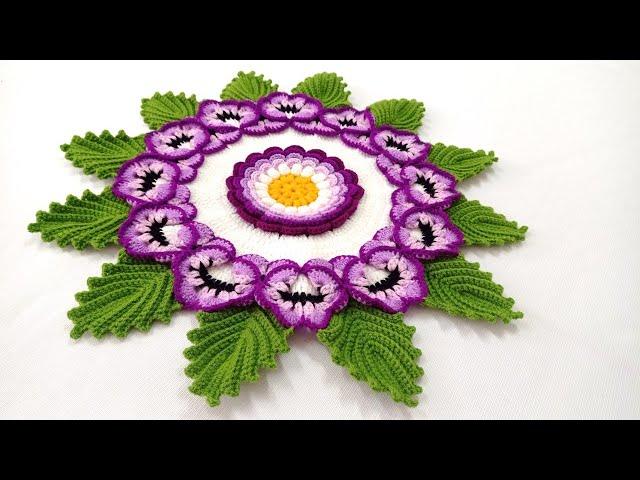 Ideas increíbles de Flores de Pensamiento a crochet / Tapete para decorar tu sala y comedor