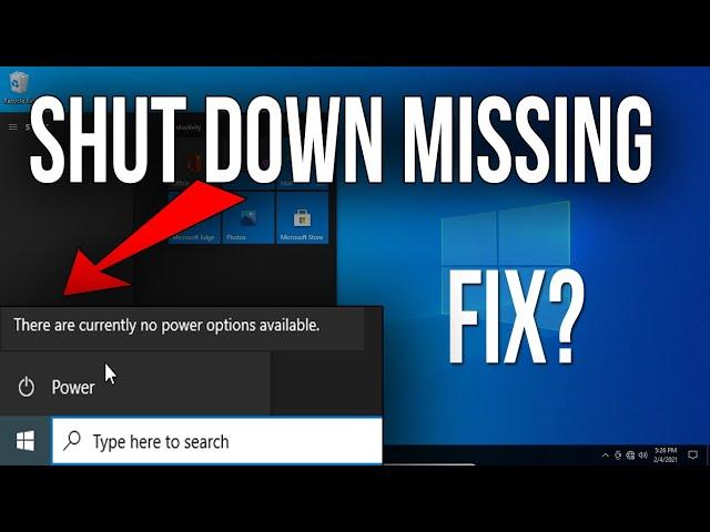 How To Fix Shut Down/Restart/Sleep/Log off Missing From Start Menu