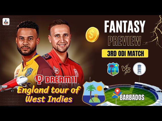 WI vs ENG 3rd ODI Match 2024 Fantasy Preview | West Indies vs England | CricStats Analyser