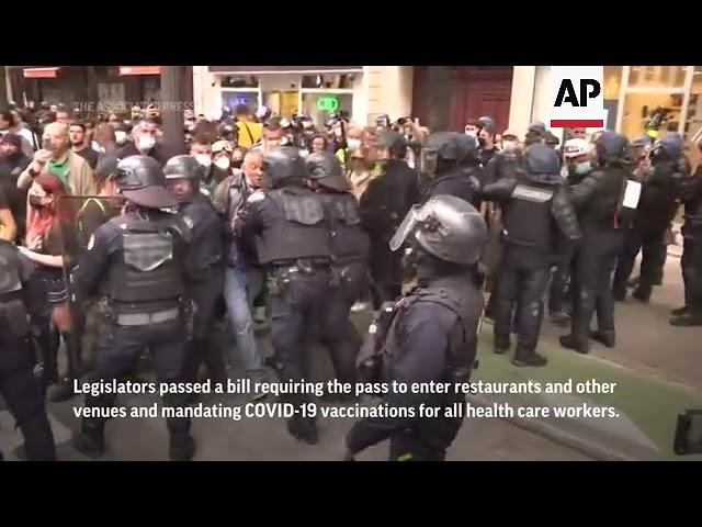 French police clash with anti-virus pass protesters