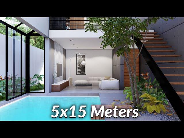 (5x15 Meters) Loft Design | Minimalist House Tour