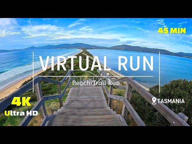 Virtual Run Bruny Island - Beach - Forest Trail 4K - Running Video - Virtual Scenery - Tasmania