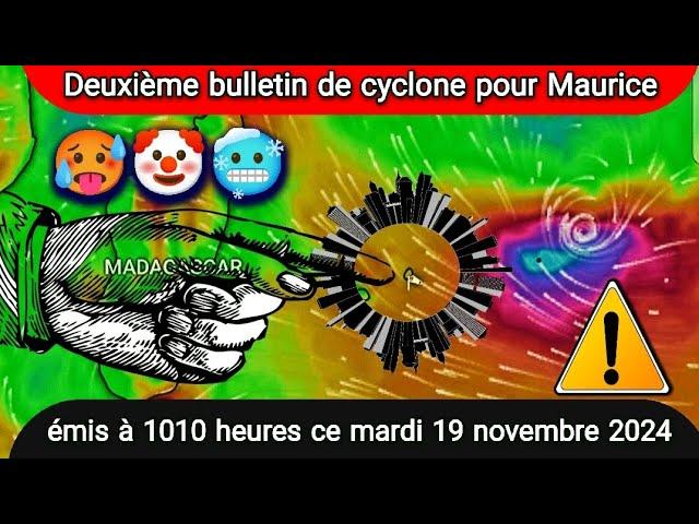 Deuxième bulletin de cyclone pour Maurice émis à 1010 heures ce mardi 19 novembre 2024