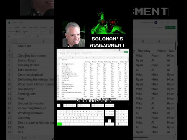 Spreadsheet Impossible. Creating a chore sheet from scratch without the mouse.