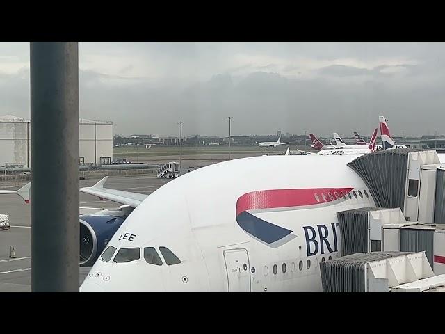 Plane spotting at Heathrow Airport, British Airways A380