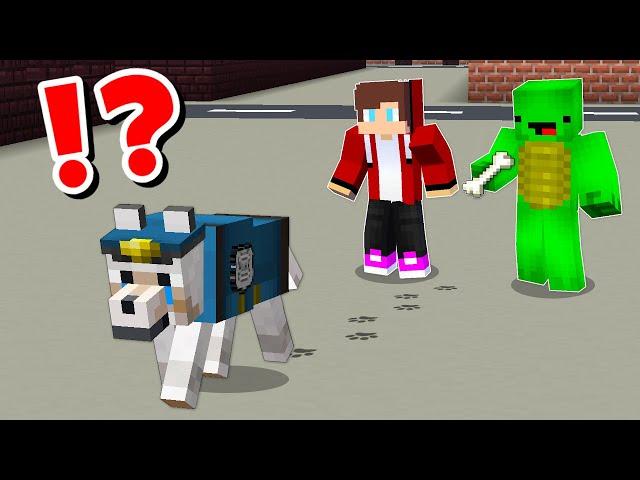 JJ and Mikey in THE POLICE DOG CHALLENGE in Minecraft / Maizen Minecraft