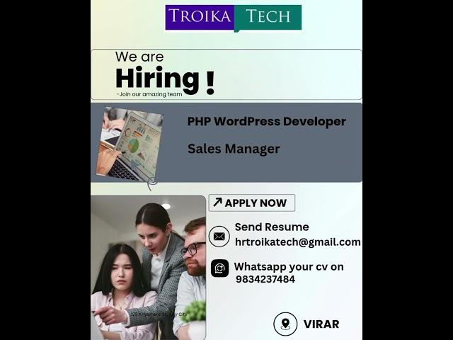 We are hiring in Troika Tech , Virar