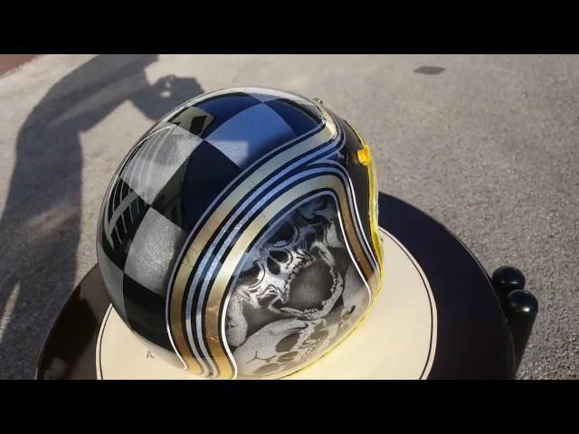 Custompaint Jet Helmet Flakes, Skulls Pinstriping Leaf Gold