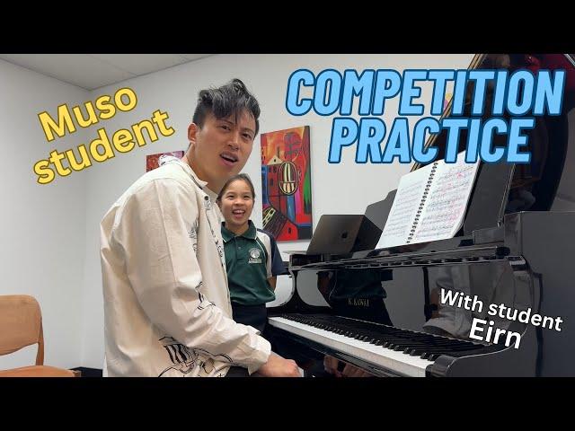 Giggly 9yo girl COMPETITION practice! (grade 4 lesson - Czerny warm up + 2 pieces)