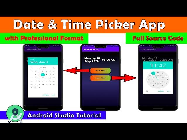 Date Picker & Time Picker App with Professional Format | Android Studio Tutorial