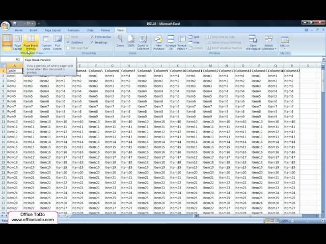 Excel | How do print out a large worksheet on one page using Excel?