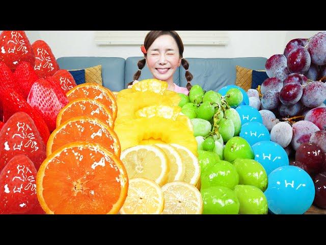 ENG SUB)  Colorful Tanghulu & Frozen Fruits Strawberry Orange Grapes Dessert Mukbang ASMR Ssoyoung