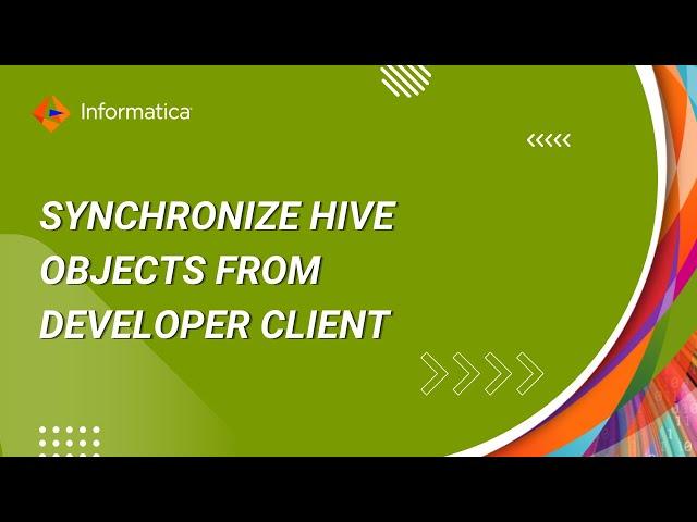 How to Synchronize Hive Objects from Developer Client