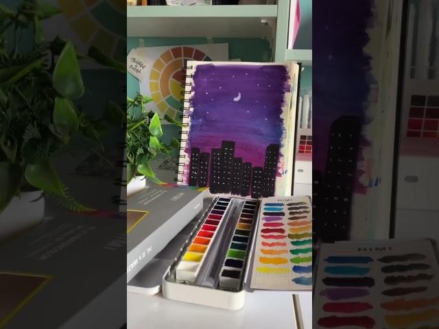 Gradient watercolour cityscape #watercolour #