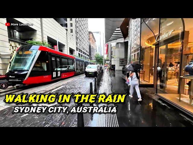 Walking in The Rain in Sydney City, Australia