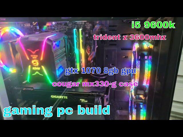 mid level cougar mx330-g gaming pc build i5 9600k 1070 8gb gpu 16gb ram 3600mhz 750w psu m.2 SSD HDD