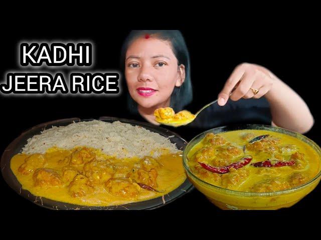 EATING POPULAR INDIAN FOOD // KADHI WITH JEERA RICE MUKBANG