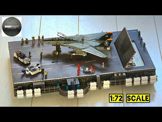 Basecraft Aircraft carrier diorama with figures and F14 Tomcat Jolly Rogers from Century Wings! 1/72