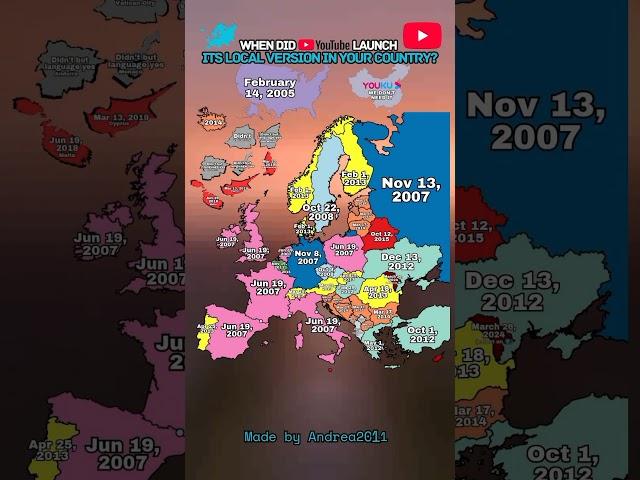 When did YouTube lauch its locale version in your country? #shorts #youtube #map #europe#usa#mapping