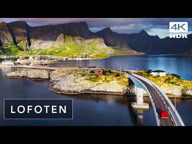 MAJESTIC DRIVE  LOFOTEN Norway at SUNSET. Reine, Hamnoy - Cinematic Walking Tours 4K