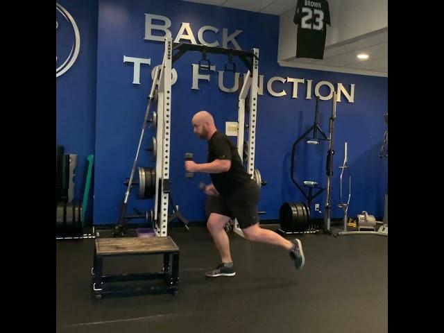 Box Step Up to Posterior Lunge w/ Dumbells