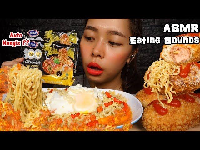 ASMR Mie Gaga Kuah Jalapeno Banjir Rawit + Corn Dogs (Spicy Noodles) | Eating Sounds | No Talking