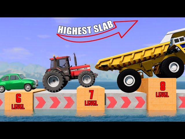 BeamNG drive - Which cars will pass the HIGHEST SLAB?