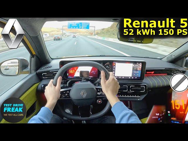 2024 Renault 5 E-Tech 150 PS Electric | TOP SPEED Autobahn POV Drive  with Electric Consumption