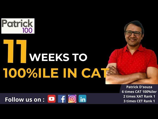 11 weeks to 100%ile in CAT 2024 | CAT 2024 Preparation | Patrick Dsouza | 6 times CAT 100%ile