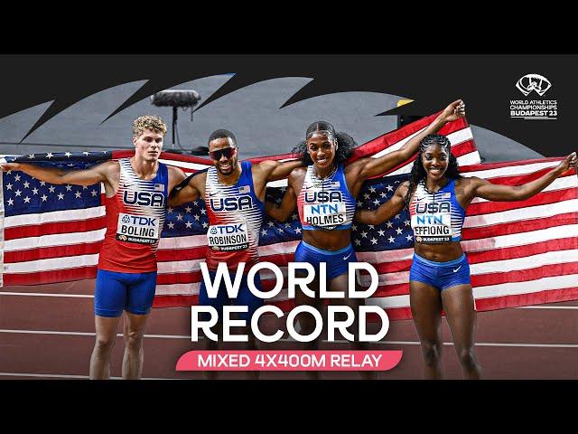 's mixed 4x400m relay team smashes world record  | World Athletics Championships Budapest 23