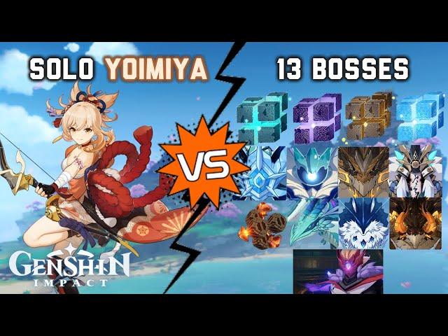 Solo C0 Yoimiya vs 13 Bosses Without Food Buff | Genshin Impact