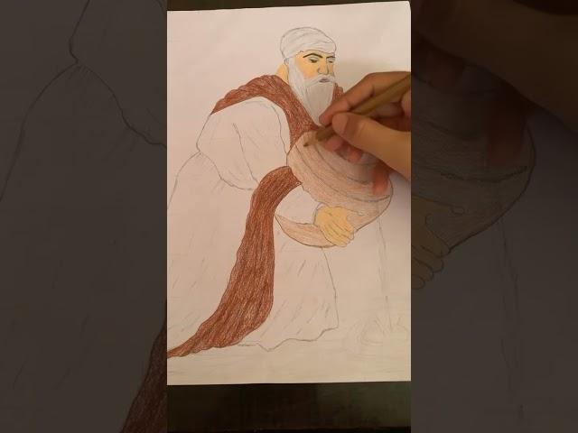 How to draw colour shading Guru Amardas Ji #art #viral #pencildrawing #trending #youtubeshorts