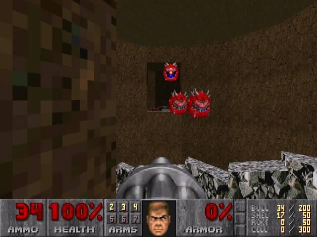 Cacodemons fight in Doom II (example 1)