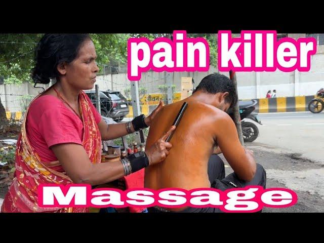 wooden stick back body and shoulder massage therapy by Lal baba' sister (sarswati devi)//asmr