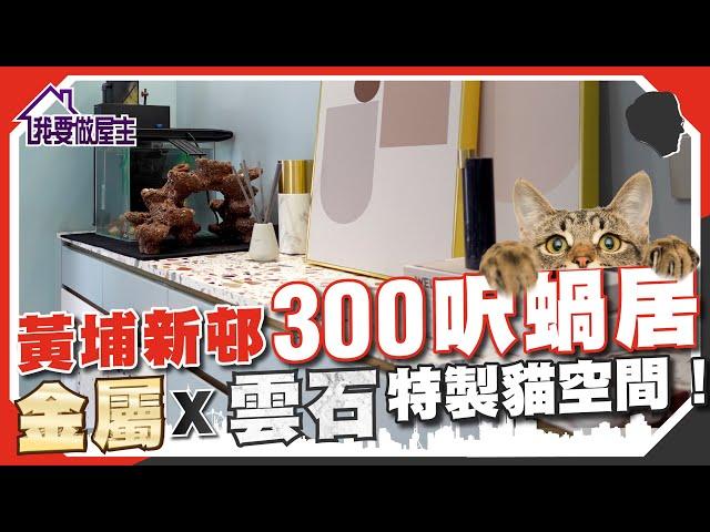 300呎蝸居，特製貓空間｜金屬X雲石 室內設計（有字幕）【我要做屋主 | #房地產 #裝修】#細單位 #黃埔新邨 #室內設計