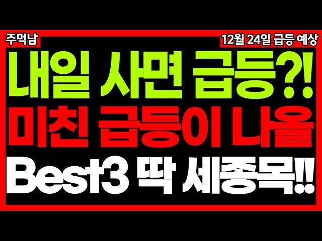 내일 3가지 종목 매수 기회 노려보세요. 새로운 트럼프관련주 유리기판관련주 AI관련주 재건관련주 등 급등주 주식추천 종목추천 단타 추천주 남북경협주 12월 24일 급등예상 주먹남