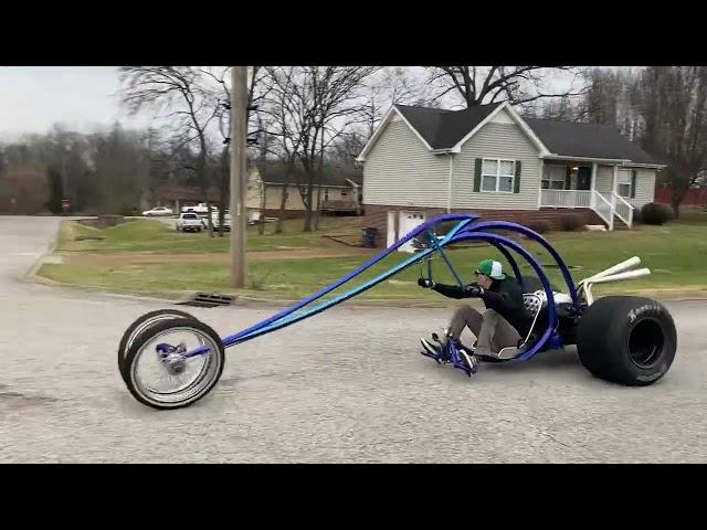 The Blue Demon Trike . Built by Ian Roussel and Eerie Eric on full custom garage