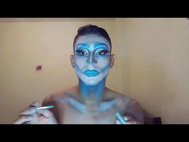 Ice Queen Drag queen make up - boy to drag