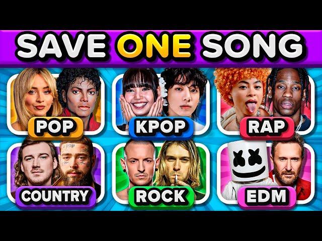 POP vs KPOP vs RAP vs COUNTRY vs ROCK vs EDM  SAVE ONE SONG  | Music Quiz