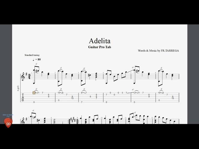 Adelita by Francisco Tárrega - Guitar Pro Tab