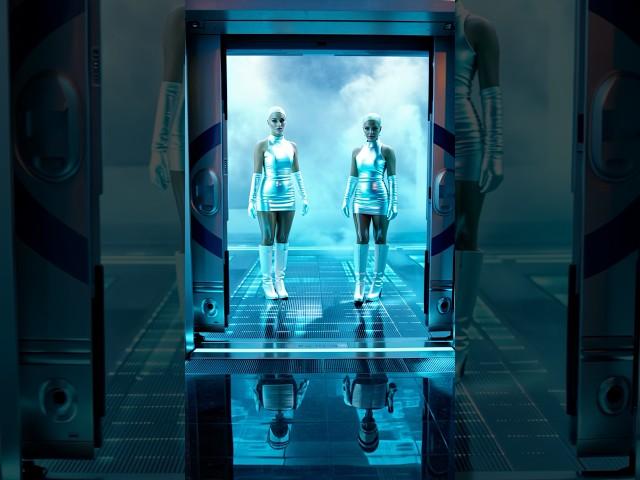  Arrival of the Twin LadyBosses. Neon. Power. .#AIVisuals #NeonElegance