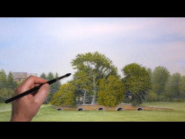 How to Paint Watercolor Trees - Foliage Textures - Pencil & Wash Technique