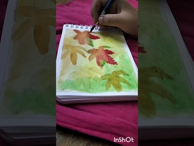 A6 size leaves watercolour painting 