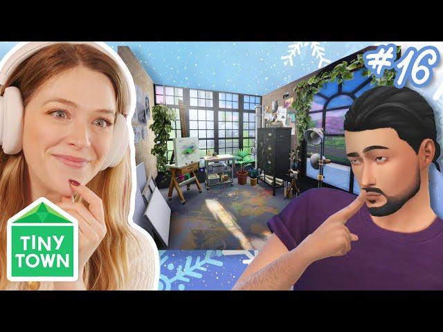 building a dream ART STUDIO in the sims 4 | Tiny Town Purple #16