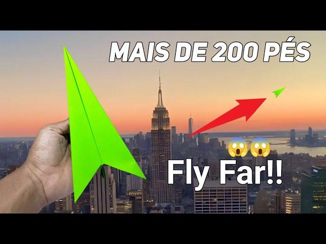 Como fazer um avião de papel fácil que voa mais de 200 pés!