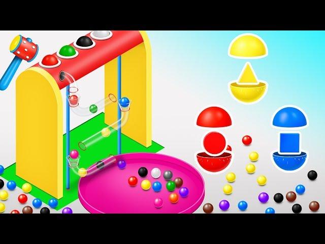 Learn Shapes with Wooden Hammer Toys - Shapes Videos Collection for Children