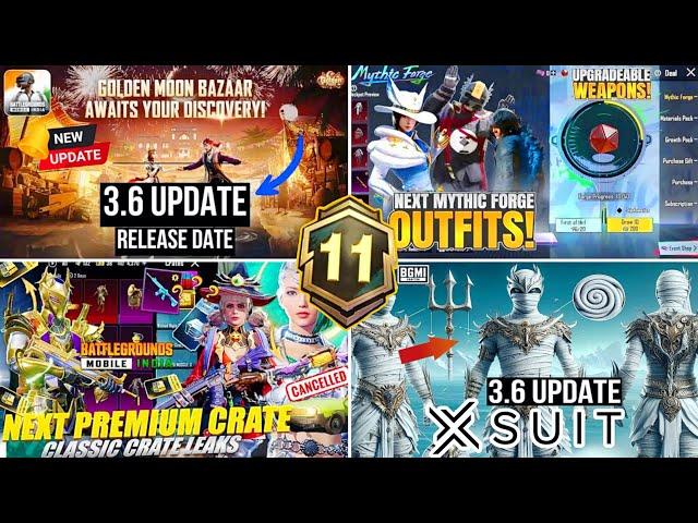 A11 Royal Pass || 3.6 Update | Next Mythic Forge Bgmi | Next Premium And Classic Crate | X-suit 3.6