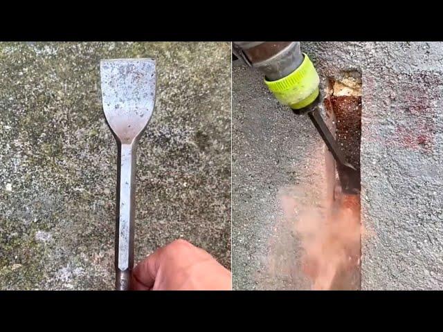 Rotary Hammer Curved Chisel Bit Demo 2021- Does it work ?